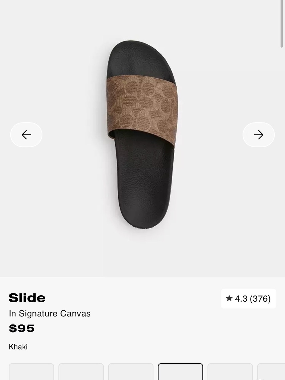 COACH Signature Canvas Slide Sandals Khaki